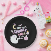 Pastel Spooky Ghost & Gang Black Halloween Papieren Bordje (Feest)
