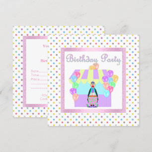 PASTEL SPOTS CIRCUS FUN INVITATION Pink Kaart