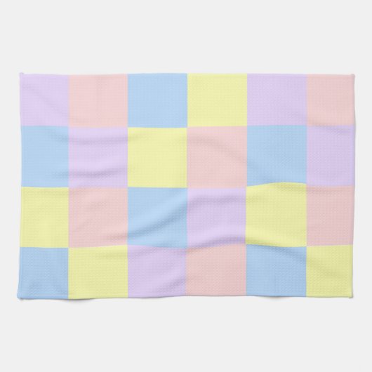 Pastel Spring Color Checkers Theedoek (Horizontaal)