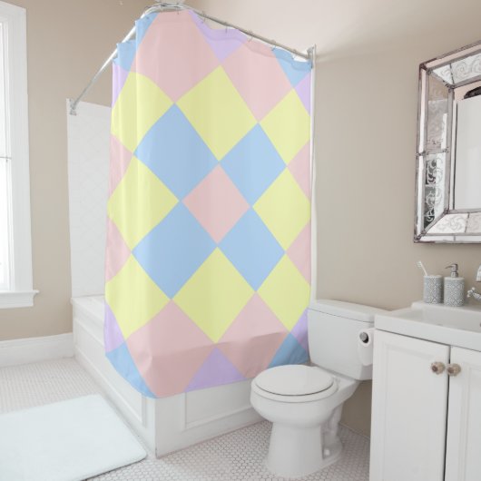 Pastel Spring Colors Argyle Douchegordijn (In situ)