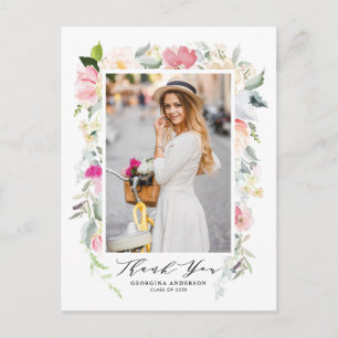 Pastel Spring Floral Blooms Afstuderen Dank u Briefkaart