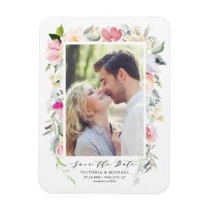 Pastel Spring Floral Blooms Lijst Save the Date Magneet