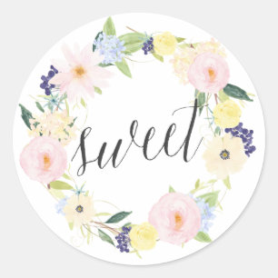 Pastel Spring Floral Krans Lieve Stickers