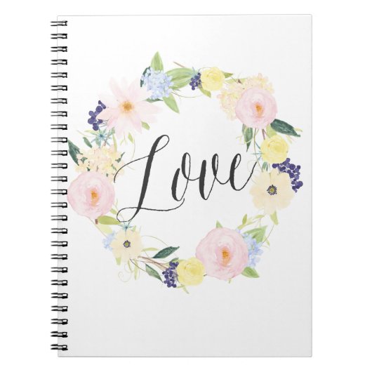 Pastel Spring Floral Krans | Love Notitieboek (Voorkant)