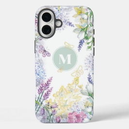 Pastel Spring Floral Monogram iPhone 16 Plus Hoesje