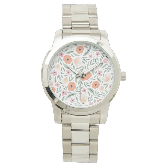Pastel Spring Floral Pattern Horloge (Voorkant)