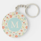 Pastel  Spring Floral Pattern Monogram Sleutelhanger (Achterkant)