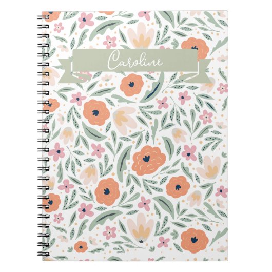 Pastel Spring Floral Pattern Notitieboek (Voorkant)