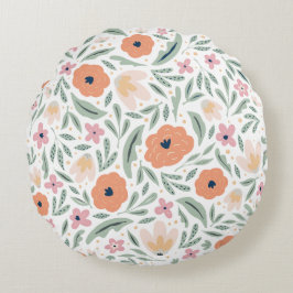 Pastel Spring Floral Pattern Rond Kussen
