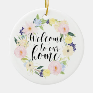 Pastel Spring Floral weest welkom in ons huis Keramisch Ornament