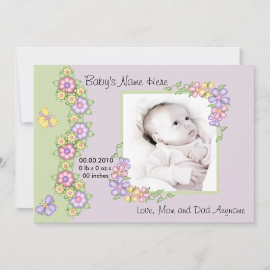 Pastel Spring Flowers Baby Faire-part (Devant)