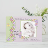 Pastel Spring Flowers Baby Faire-part (Debout devant)