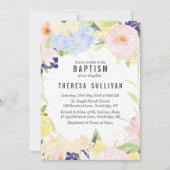 Pastel Spring Flowers Baptism Invitation Kaart (Voorkant)