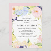 Pastel Spring Flowers Graduation Party Invitation (Devant / Derrière)
