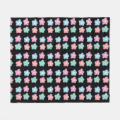 Pastel Spring Flowers op zwart Fleece Deken (Voorkant (Horizontaal))