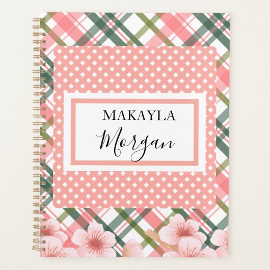 Pastel Spring Plaid Gepersonaliseerde Planner (Voorkant)