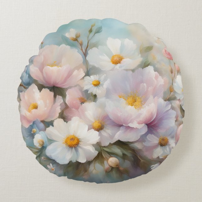 Pastel Spring Round Pillow Rond Kussen (Voorkant)