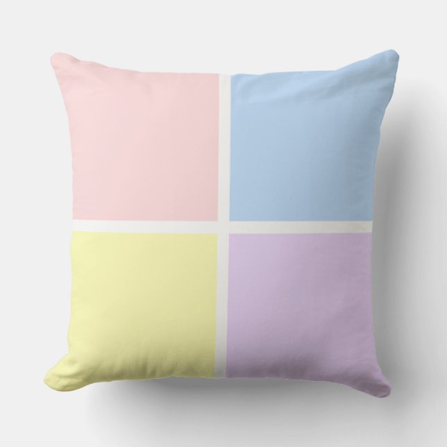 Pastel Spring Squares Buitenkussen (Voorkant)