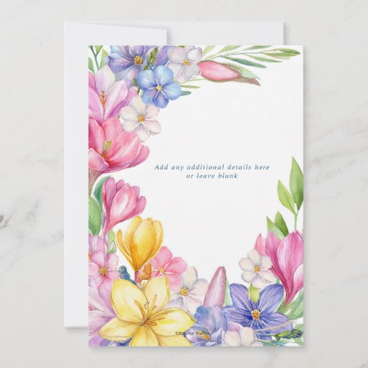 Pastel Spring Tulips Crocus Faire-part de mariage (Dos)