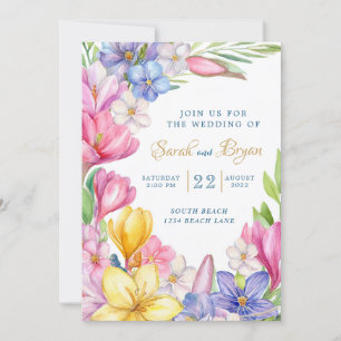 Pastel Spring Tulips Crocus Faire-part de mariage