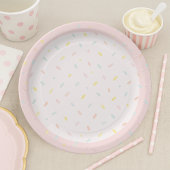 Pastel Sprinkle Confetti Pink Ice Cream Birthday Papieren Bordje