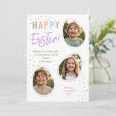 Pastel Sprinkles Easter Egg Photo Collage Easter Kaart (Staand voorkant)