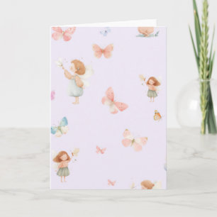 Pastel Sprookjesachtig Motief Cute Vlinder Babykam Kaart