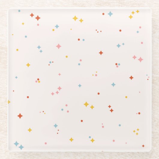 Pastel Star-patroon Glazen Onderzetter (Voorkant)