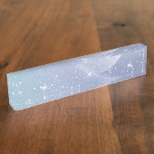 Pastel Starry Sky Blue Gradient Moon Galaxy Design Naambordje (Zijkant)
