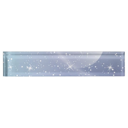 Pastel Starry Sky Blue Gradient Moon Galaxy Design Naambordje (Voorkant)