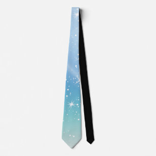 Pastel Starry Sky Blue Gradient Moon Galaxy Design Stropdas