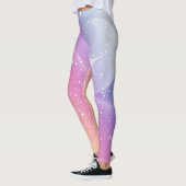 Pastel Starry Sky Roze Paarse gradiëntmoon Galaxy Leggings (Links)