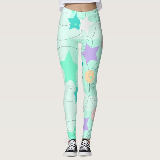 Pastel Stars Girly Holidays Leggings (Devant)