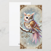 Pastel Steampunk Carte de Noël Chouette Sage (Devant / Derrière)
