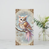 Pastel Steampunk Carte de Noël Chouette Sage (Debout devant)
