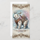 Pastel Steampunk Carte de Noël Ours blanc (Devant / Derrière)