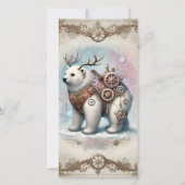 Pastel Steampunk Carte de Noël Ours blanc (Devant)
