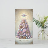 Pastel Steampunk Christmas Kaart Paarse Tree (Staand voorkant)
