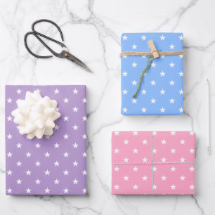 Pastel Sterren Wrapping Paper Sheet Set