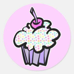 pastel stippen cupcake ronde sticker