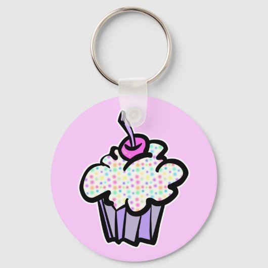 pastel stippen cupcake sleutelhanger (Voorkant)