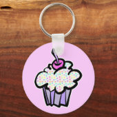 pastel stippen cupcake sleutelhanger (Voorkant)