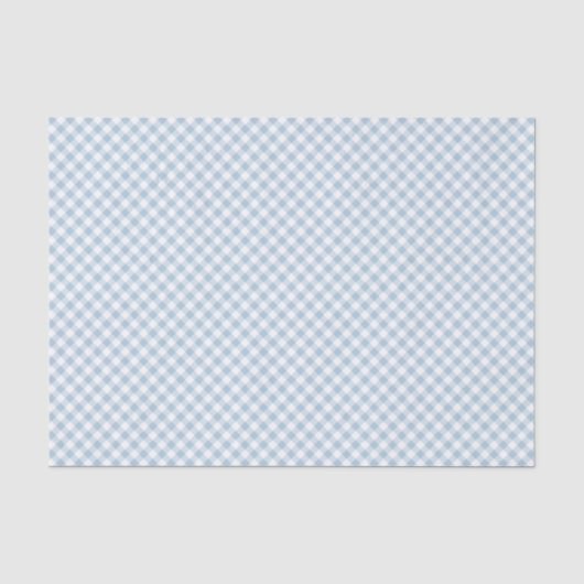Pastel Stofblauw Kleine Gingham Tissuepapier (Voorkant)