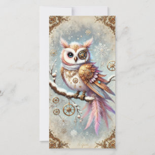 Pastel Stoomtech Kerstkaart Wijze Uil