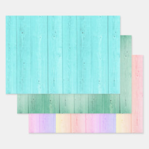 Pastel strand houten paneel Inpakpapier vellen