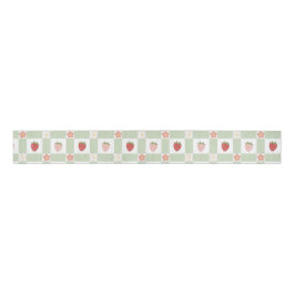 Pastel Strawberry Gingham – Cottagecore Gift Wrap Grosgrain Lint