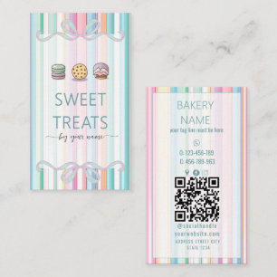 Pastel Strepen Cute Zoete lekkernijen Zakelijke ka Visitekaartje
