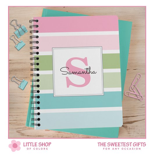 Pastel Strepen Monogram Notitieboek