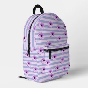 Pastel strepenpatroon met madeliefjes bedrukte rugzak