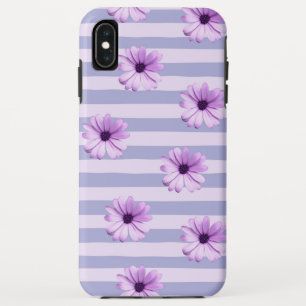 Pastel strepenpatroon met madeliefjes iPhone XS max hoesje